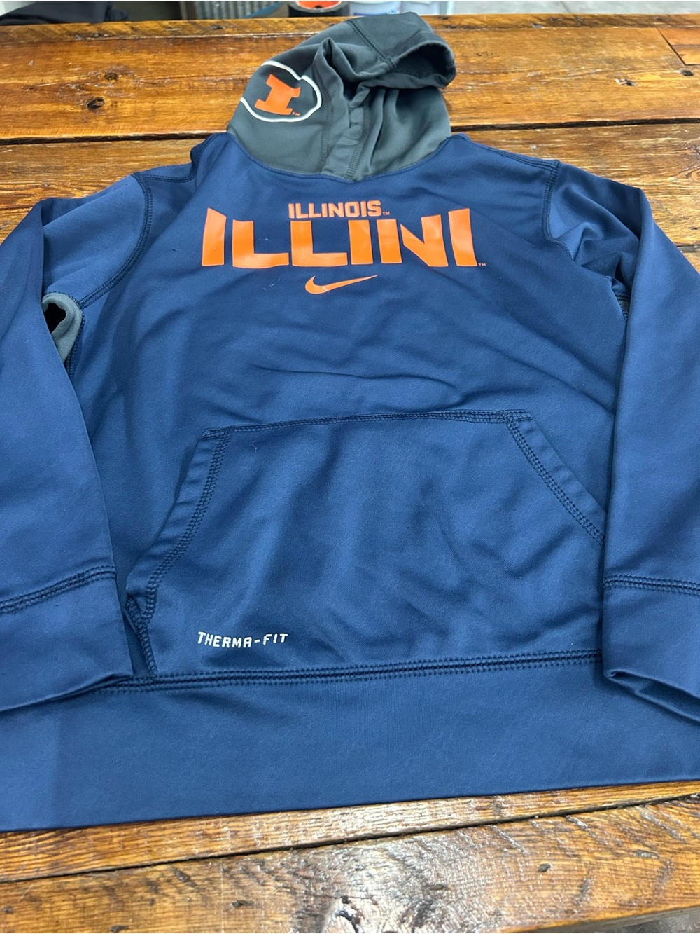 Nike Kids Navy & Orange Illini Therma-FIT Hoodie